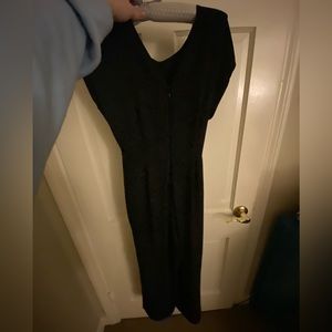 Loft petite size small full length black romper with bow around the waist